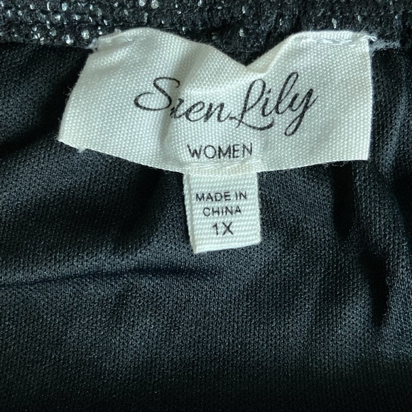 Siren Lily mesh construction sparkly black and silver women’s blouse - Picture 5 of 7